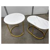 Set of 2 Marble-Style Nesting Accent Tables