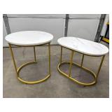 Set of 2 Marble-Style Nesting Accent Tables