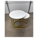 Set of 2 Marble-Style Nesting Accent Tables
