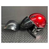 Red Motorcycle Helmet With Visor & Face Shield