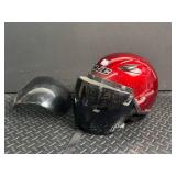 Red Motorcycle Helmet With Visor & Face Shield