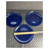 Blue Glass Plates & Ceramic Flower Dishes Mixed Lot (5 Piece)