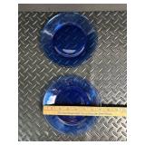Blue Glass Plates & Ceramic Flower Dishes Mixed Lot (5 Piece)
