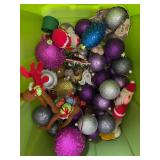 Christmas Ornament Mixed Lot in Green Tote