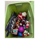 Christmas Ornament Mixed Lot in Green Tote