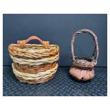 Woven Basket and Mirror Decor Mixed Lot