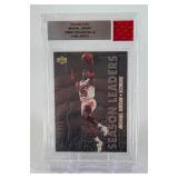 Michael Jordan 1986-87 Game Jersey Relic Card Slabbed w/ 1993-94 Upper Deck Scoring Leaders #166 RARE!! Basketball Card