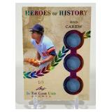 Rod Carew 1/5 GAME USED RELIC 2025 Leaf Heroes of History In The Game Used #HH-71 Numbered 1/5 RARE! Minnesota Twins Baseball Card