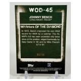 Johnny Bench /10 2020 Topps Warriors of the Diamons #WOD-45 Numbered 06/10 Baseball Card