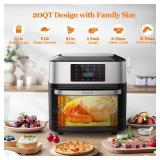 $130 Air Fryer Oven Large 20 QT, 10-in-1 Toaster Oven Air Fryer Combo with Window for Family, Airfryer Oven with Rotisserie, 3 Dehydrating Racks