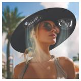 Wide Brim Hat with Cordless Fan