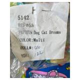 WHOLESALE $1,200 DREAMY CATS & DOGS MULTI-COLOR PRINT BROADCLOTH FABRIC ROLL, APPROX 122 YDS, 60"W, 80% POLY / 20% COTTON, DAYCARE, PET, CRAFT, SEWING & RESELLER LOT