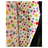 WHOLESALE $2,000 VALLETTA WHITE/MULTI RAINBOW POLKA DOT FABRIC ROLL, APPROX 121 YDS, MULTI-COLOR DOT PRINT, DAYCARE, PRESCHOOL, NURSERY, QUILTING, SEWING, CRAFT, NAP MATS, PILLOWS, BLANKETS, PARTY DEC