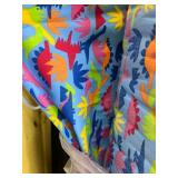WHOLESALE $1,250 DINO BLUE DINOSAUR PRINT BROADCLOTH FABRIC ROLL, APPROX 125 YDS, LIGHT BLUE, PINK, GREEN, ORANGE & YELLOW DINOSAURS BRONTOSAURUS ETC, 60"W, 100 GSM, 5.1 OZ/YD, DAYCARE, NURSERY, N