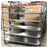 MSRP $1,200+ ULINE COMMERCIAL MOBILE SHELVING UNIT, 72"T X 72"W X 24"D GALVANIZED STEEL RACK, 5 ADJUSTABLE SHELVES, LOCKING CASTERS, WAREHOUSE, STOCKROOM, SHIPPING, RETAIL & INDUSTRIAL STORAGE