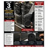WHOLESALE $2,500+ 3 ROLLS BLACK CHAR-FLAMED LAMINATED FOAM, 56"W X 30 YDS EACH, APPROX 90 TOTAL YARDS, 1/2" THICK, MEDICAL & ORTHOPEDIC PADDING, UPHOLSTERY, AUTOMOTIVE INTERIOR, SOUND DAMPENING, C