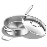 Sxmprail 12" Stainless Steel Frying Pan with Lid