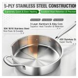 Sxmprail 12" Stainless Steel Frying Pan with Lid