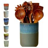 Rhobtyne Large Stoneware Kitchen Utensil Holder
