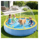 Lesguyor Foldable Child/Dog Pool with Sprinkler
