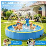 Lesguyor Foldable Child/Dog Pool with Sprinkler