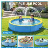 Lesguyor Foldable Child/Dog Pool with Sprinkler