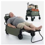 Garvee 2-in-1 Beach Wagon Cart that Converts to Lounge Chair (Blue)