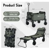 Garvee 2-in-1 Beach Wagon Cart that Converts to Lounge Chair (Blue)