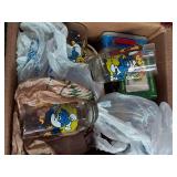 2 Boxes of Glassware ~ John Deere & Smurfs