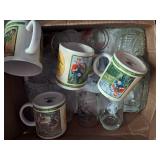 2 Boxes of Glassware ~ John Deere & Smurfs