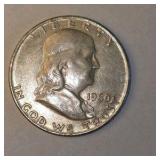 1960 Franklin Half Dollar – 90% Silver U.S. Coin About 0.3617 troy oz actual silver weight.