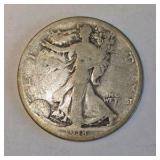 1918 Walking Liberty Half Dollar – 90% Silver – Circulated U.S. Coin About 0.3617 troy oz actual silver weight.
