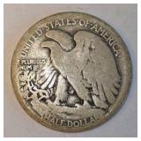 1918 Walking Liberty Half Dollar – 90% Silver – Circulated U.S. Coin About 0.3617 troy oz actual silver weight.