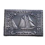RARE 1968 Jerry Parker Canada .999 Silver Stamp Ingot – 50¢ Schooner Bluenose Famous Canadian Stamp