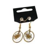 Handmade Jewelry – Local Minnesota Senior Artist – 100% Proceeds Support The Artist! Gold Tone Oval Dangle Earrings With Blue Bead Centers
