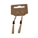 Handmade Jewelry – Local Minnesota Senior Artist – 100% Proceeds Support The Artist! Lipstick Charm Dangle Earrings With Red & Black Beads