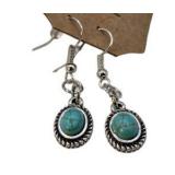 Handmade Jewelry – Local Minnesota Senior Artist – 100% Proceeds Support The Artist! Silver Tone Turquoise Style Stone Dangle Earrings