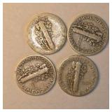 4 Mercury Dimes – 1926, 1935, 1936, 1937 – 90% Silver U.S. Coins Approximate total silver content: 0.2892 troy oz.