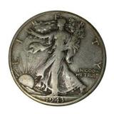 1943-S Walking Liberty Half Dollar – 90% Silver – Circulated U.S. Silver Coin About 0.3617 troy oz actual silver weight.