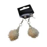 Handmade Jewelry – Local Minnesota Senior Artist – 100% Proceeds Support The Artist! Iridescent Pom Pom Dangle Earrings With Bead Accents