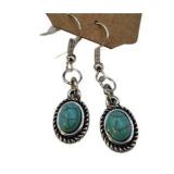 Handmade Jewelry – Local Minnesota Senior Artist – 100% Proceeds Support The Artist! Silver Tone Turquoise Style Stone Dangle Earrings