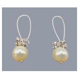 Handmade Jewelry – Local Minnesota Senior Artist – 100% Proceeds Support The Artist! 2 Pair Dangle Earrings Lot – Orange Swirl Bead & Faux Pearl Style Earrings