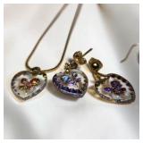 Austrian Crystal Heart Jewelry Lot, Necklaces & Earrings