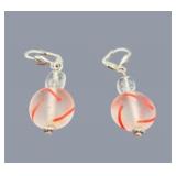 Handmade Jewelry – Local Minnesota Senior Artist – 100% Proceeds Support The Artist! 2 Pair Dangle Earrings Lot – Orange Swirl Bead & Faux Pearl Style Earrings