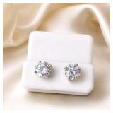Retail Value: $499 Sterling Silver Moissanite Stud Earrings, 4.00 CTW VVS, Round Cut