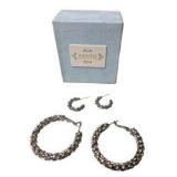Nanette Lepore Rhinestone Hoop Earrings Set With Blue Jewelry Box