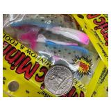50 pkgs MIMIC MINNOW TAILS - pink/blue/silver/black dot