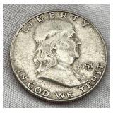 1951 Franklin Half Dollar 90% Silver
