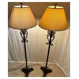 Pair of Rustic Metal Floor Lamps 17" Shade Diameter, 13"W Base and 62" H