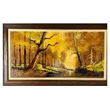 Large MCM Original Signed Nature Painting by Stuart